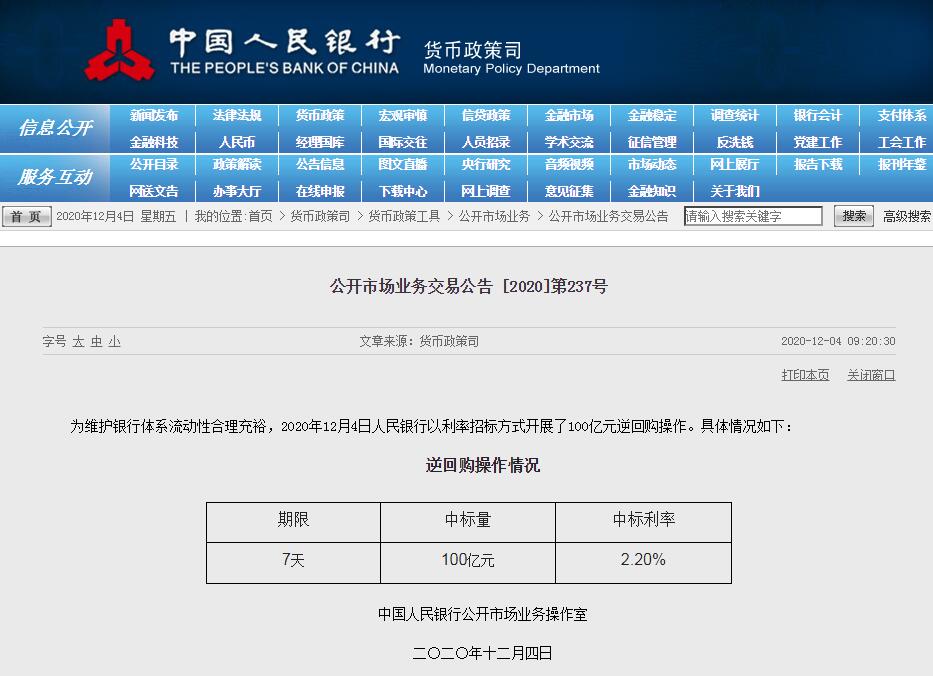 央行进行6424亿逆回购操作